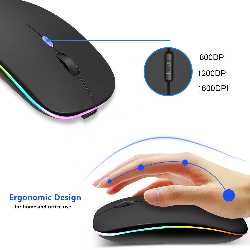 Wireless Mouse RGB Bluetooth Rechargeable Mouse